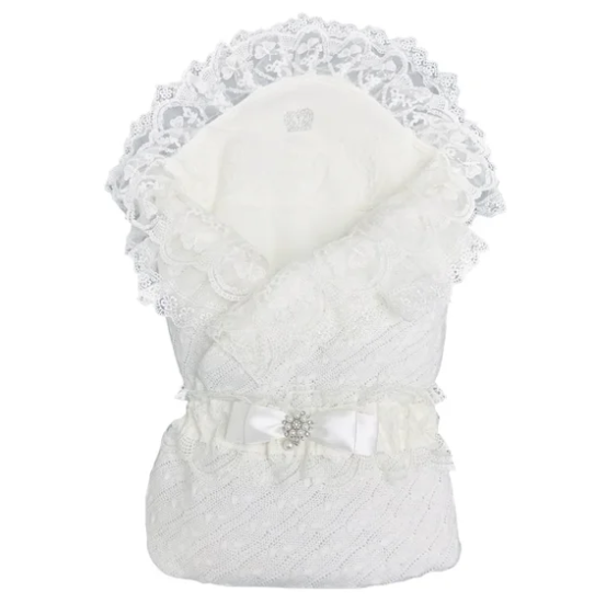 Конверт-одеяло Mam-Baby вязанный на выписку 95x95, Белый 9701